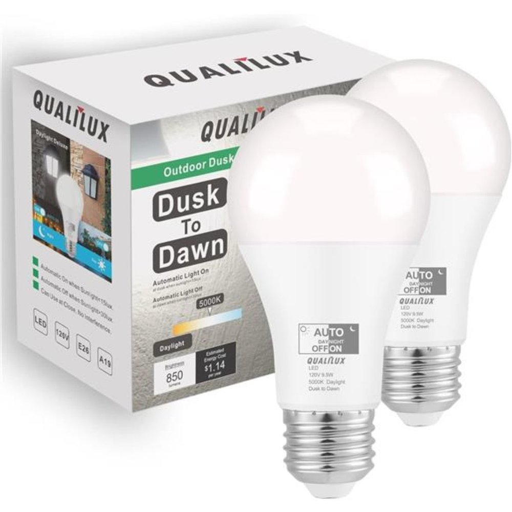 Dusk to Dawn Light Bulbs 850LM, 60W Equivalent, 2-Pack